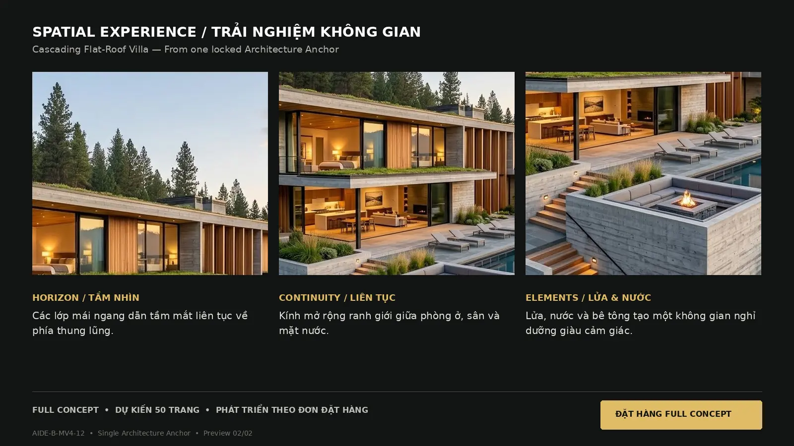 Biệt thự mái bằng phân tầng bám dốc · trang xem trước 2/2