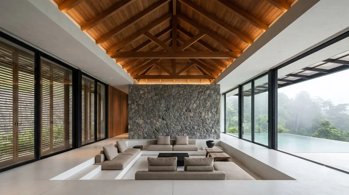 Nhà ở pavilion sân trong trên đế đá · trang xem trước 1/2